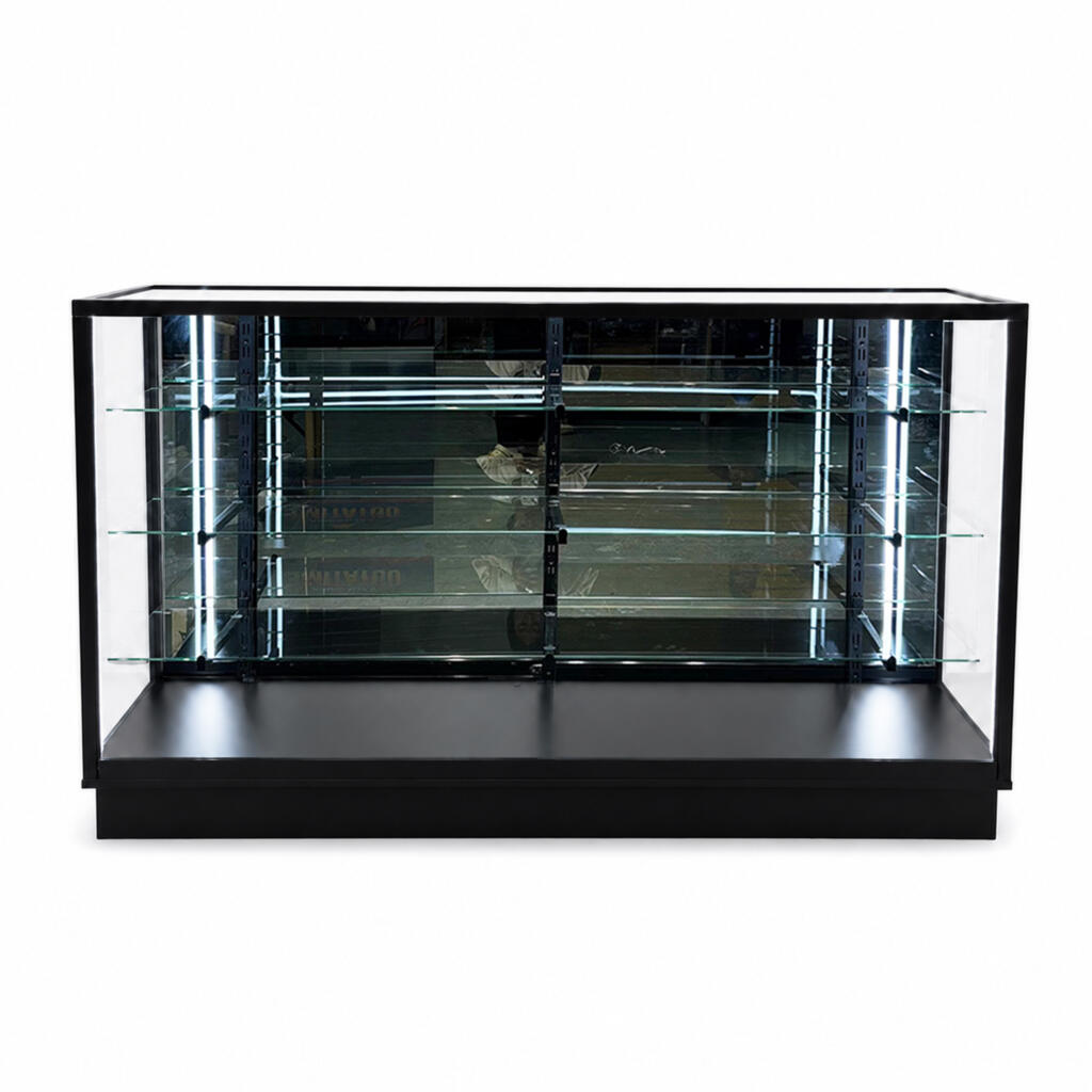 6ft Extra Vision Showcase Black | LED Glass Case