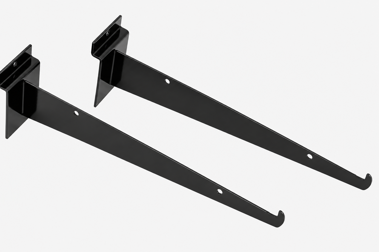 Retail display hooks, shelf brackets, and fixture hardware
